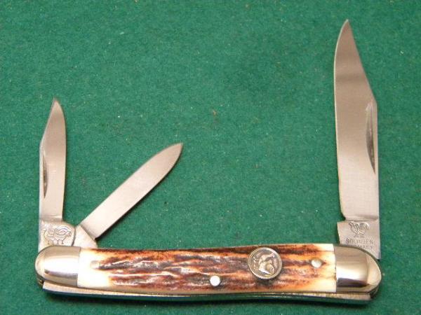 Hen and Rooster Bertram Cutlery Solingen Germany Stag 203 DS Whittler Knife c.1980's Hen and Rooster Bertram Cutlery Solingen Germany Stag 203 DS Whittler Knife c.1980's