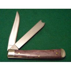 Queen Titusville, PA #19 PH - D2 Wood One Arm Trapper Knife Queen Titusville, PA #19 PH - D2 Wood One Arm Trapper Knife