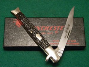 Winchester Trademark USA 1987 Bone 1901 Bowtie / Fishtail Knife - NIB