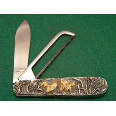 Smokey Mountain Knife Works Fighting Cocks Knife with Cock Spur Saw - Shaw Leibowitz Handles Smokey Mountain Knife Works Fighting Cocks Knife with Cock Spur Saw - Shaw Leibowitz Handles