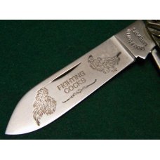 Smokey Mountain Knife Works Fighting Cocks Knife with Cock Spur Saw - Shaw Leibowitz Handles Smokey Mountain Knife Works Fighting Cocks Knife with Cock Spur Saw - Shaw Leibowitz Handles