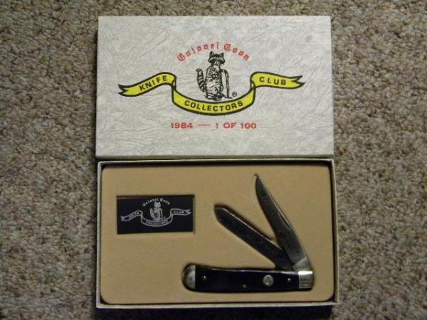 Col. Coon Tenn., USA 1984 Colonel Coon Knife Collectors Horn Trapper Knife *Fileworked* - NIB Col. Coon Tenn., USA 1984 Colonel Coon Knife Collectors Horn Trapper Knife *Fileworked* - NIB