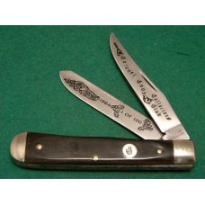 Col. Coon Tenn., USA 1984 Colonel Coon Knife Collectors Horn Trapper Knife *Fileworked* - NIB Col. Coon Tenn., USA 1984 Colonel Coon Knife Collectors Horn Trapper Knife *Fileworked* - NIB