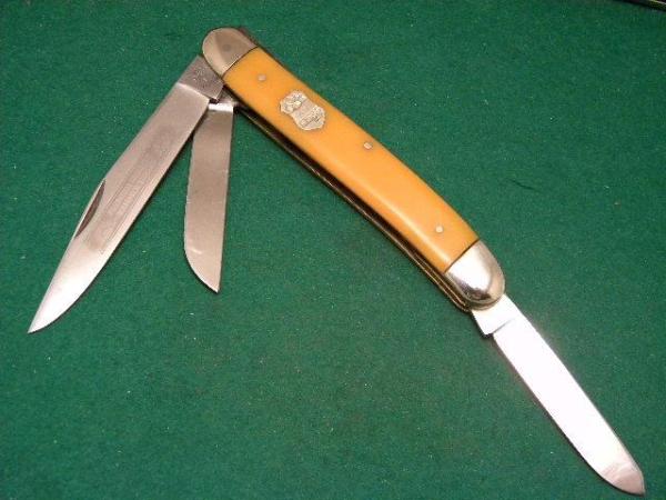 German Eye Solingen Germany 3 Eye Big Yellow Stockman Knife German Eye Solingen Germany 3 Eye Big Yellow Stockman Knife