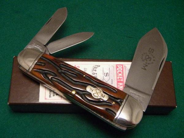Schatt & Morgan Titusville PA. 2006 Bone 043213 File & Wire Sunfish Whittler Knife - NIB Schatt & Morgan Titusville PA. 2006 Bone 043213 File & Wire Sunfish Whittler Knife - NIB