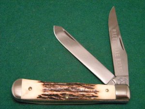 Battle Axe Brand USA (Made by Queen) Stag Trapper Knife