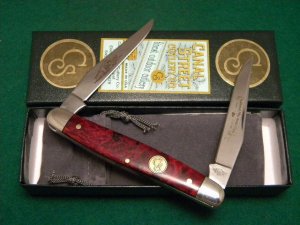 Canal Street Cutlery Co. Oxblood Red Burl Muskrat Knife National Pike Knife Club - 1 of 100 - NIB