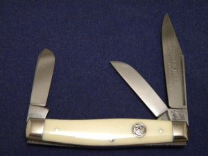 C. Risner Indian Head Solingen Germany Imitation Ivory Stockman Knife
