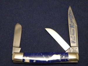 Fight'n Rooster Frank Buster Celebrated Cutlery Germany Blue Wildcat Fever Stockman Knife c.1987