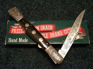 Parker Cut. Co. Hand Made Japan Horn EK-4 Folding Lockback Bowie Knife - NIB