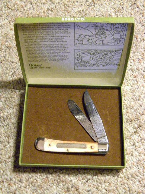 Boker 2525 LTD. Bone White Lightning Trapper Knife c.1980 - NIB Boker 2525 LTD. Bone White Lightning Trapper Knife c.1980 - NIB