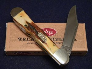 Case XX USA 1999 Genuine Stag 51549L SS Copperlock Knife 12-31-99 Shield - SFO - NIB