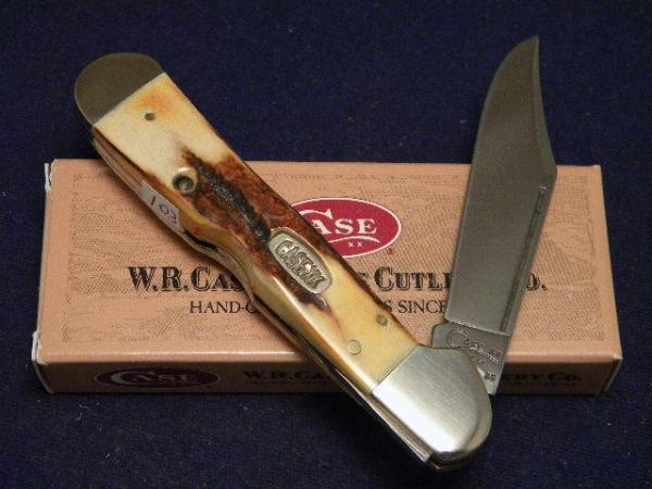 Case XX USA 1999 Genuine Stag 51549L SS Copperlock Knife 12-31-99 Shield - SFO - NIB Case XX USA 1999 Genuine Stag 51549L SS Copperlock Knife 12-31-99 Shield - SFO - NIB
