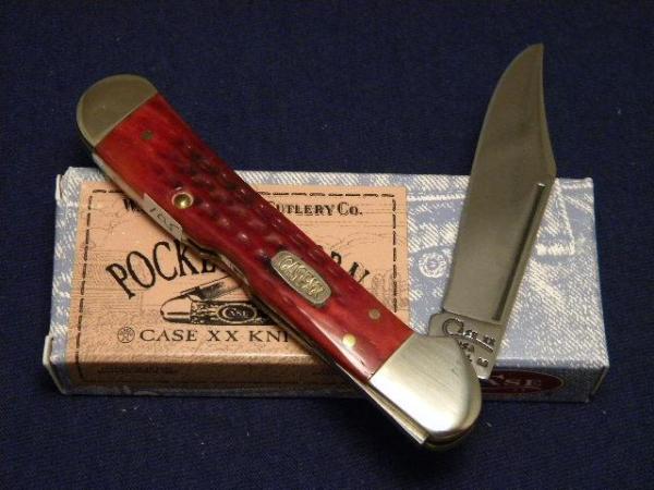 Case XX USA 1999 Pocket Worn Red Bone 61549L SS Copperlock Knife 12-31-99 Shield - SFO - NIB