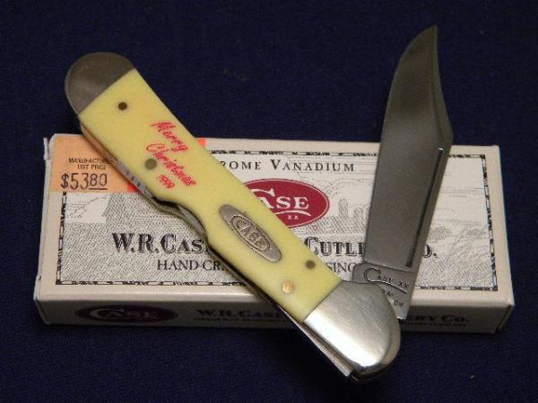 Case XX USA 1998 Yellow Composition 31549L CV Copperlock Knife Merry Christmas 1999 - NIB Case XX USA 1998 Yellow Composition 31549L CV Copperlock Knife Merry Christmas 1999 - NIB