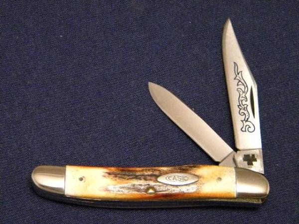 Case XX Stainless USA 3 Dot (1977) Stag 52087 SSP Blue Scroll Stockman Knife - Mint Case XX Stainless USA 3 Dot (1977) Stag 52087 SSP Blue Scroll Stockman Knife - Mint