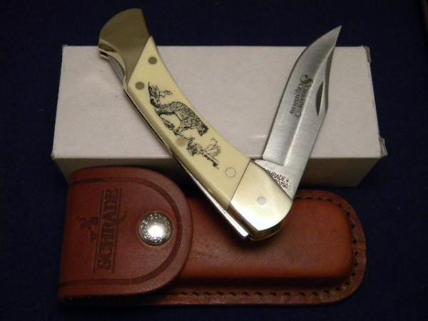 Schrade + USA 507SC Big Cat Scrimshaw Folding Lockback Knife - NIB