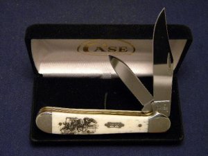 Case XX USA 2005 Etched Bone 6249 SS Copperhead Knife w/Scrolled Bolsters - NIB
