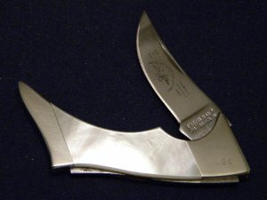 American Blade Chattanooga, TN Japan (Parker) Pearl Fancy Lockback Knife c.1983