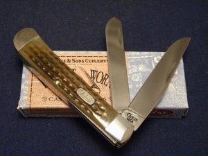 Case XX USA 1998 Pocket Worn Green Bone 6254 SS Trapper Knife - NIB