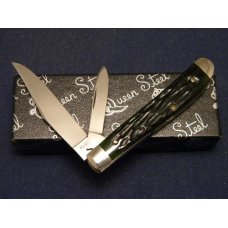 Queen Cutlery 1999 NKCA Youth Knife Green Bone Mini Trapper Queen Cutlery 1999 NKCA Youth Knife Green Bone Mini Trapper