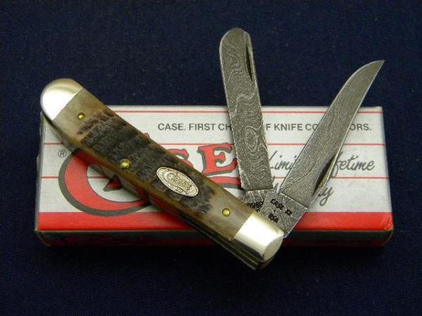 Case XX USA 1 Dot (1989) Rogers Bone ROG 6207 D Damscus Mini Trapper Knife - NIB