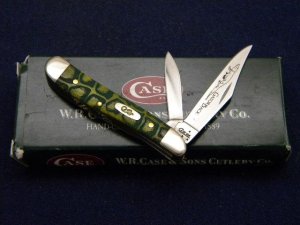 Case XX USA 2007 Olive Green Bone 6220 SS Gator Back Peanut Knife - NIB
