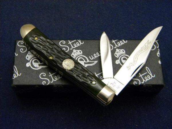 Queen Cutlery 1999 NKCA Youth Knife Green Bone Mini Trapper Queen Cutlery 1999 NKCA Youth Knife Green Bone Mini Trapper