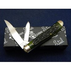 Queen Cutlery 1999 NKCA Youth Knife Green Bone Mini Trapper Queen Cutlery 1999 NKCA Youth Knife Green Bone Mini Trapper