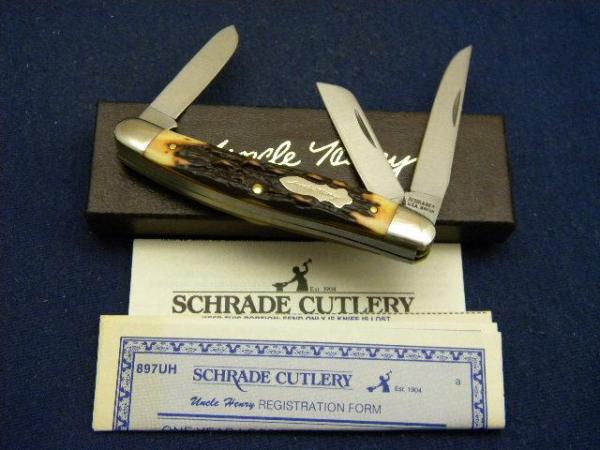 Schrade + USA 897UH Uncle Henry Staglon Signature Premium Stockman Knife - NIB