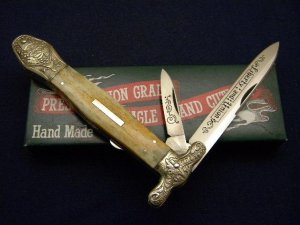 Parker Cut. Co. Hand Made Japan Bone EK-8 Folding Lockback Bowie Knife - NIB