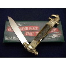 Parker Cut. Co. Hand Made Japan 2nd Cut Stag EK-5 Folding Lockback Bowie Knife - NIB Parker Cut. Co. Hand Made Japan 2nd Cut Stag EK-5 Folding Lockback Bowie Knife - NIB