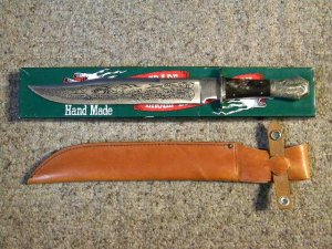 Parker Cut. Co. Hand Made Japan Horn EK-9 G. Woodhead Horse Pommel Bowie Knife - NIB