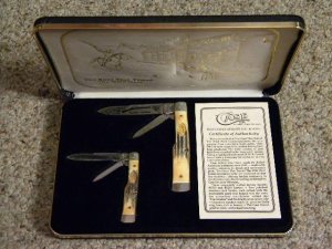 Case XX SS USA 1989 Stag 5215 & 5230 Gunstock Knife Set 