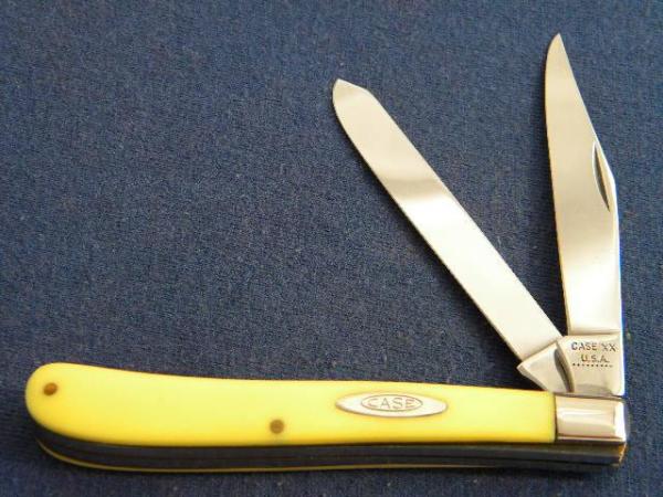 Case XX USA 9 Dot (1971) Yellow 32048 Slimline Trapper Farmers Knife Case XX USA 9 Dot (1971) Yellow 32048 Slimline Trapper Farmers Knife