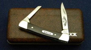 Buck Pony 705 USA Aurum Etch Wood 2 Blade Folding Knife Pre 1986 - NIB