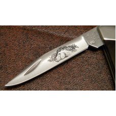 Buck Pony 705 USA Aurum Etch Wood 2 Blade Folding Knife Pre 1986 - NIB