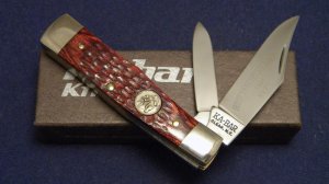 Ka-Bar Olean, NY Jigged Wood Gunstock Knife c.1980 Club Knife - NIB