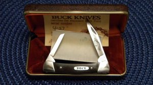 Buck Pony 705 USA Aurum Etch Wood 2 Blade Folding Knife Pre 1986 - NIB