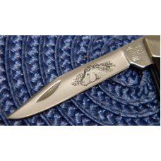 Buck Pony 705 USA Aurum Etch Wood 2 Blade Folding Knife Pre 1986 - NIB Buck Pony 705 USA Aurum Etch Wood 2 Blade Folding Knife Pre 1986 - NIB
