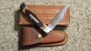 Schrade Walden NY USA 125OT Delrin Linerlock Folding Hunter Knife & Pouch - NIB