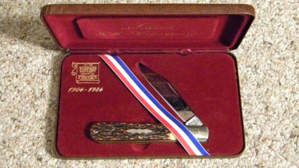Schrade + NY USA 280 Staglon 80th Anniversary Daddy Barlow Knife c.1984 - NIB
