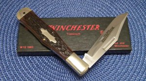Winchester Trademark USA 1990 Bone 1920 Coke Bottle Folding Hunter Knife - NIB