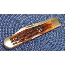 Case XX USA 2002 Dark Amber Barbed Wire Bone 6111 1/2L SS Cheetah Knife - NIB Case XX USA 2002 Dark Amber Barbed Wire Bone 6111 1/2L SS Cheetah Knife - NIB