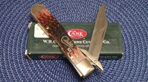 Case XX USA 2002 Cranberry Bone 6111 1/2L SS Cheetah Knife - NIB