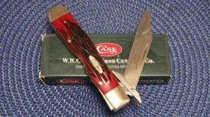 Case XX USA 2002 Red Oak Bone 6111 1/2L SS Cheetah Knife - NIB