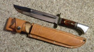Western USA W46-8 Wood Fixed Blade Sheath Knife
