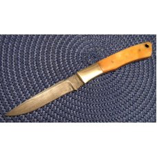 Marbles Bench Made by Tak Fukuta Seki Japan Bone Damascus Fixed Blade Knife c.1990's - NIB Marbles Bench Made by Tak Fukuta Seki Japan Bone Damascus Fixed Blade Knife c.1990's - NIB