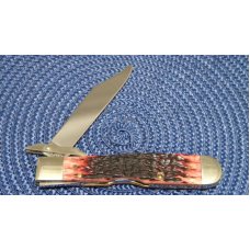 Case XX USA 2002 Cranberry Bone 6111 1/2L SS Cheetah Knife - New in Tin
