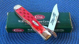Case XX USA 2003 Red Bone 6111 1/2L SS Engraved Bolsters Cheetah Knife - NIB